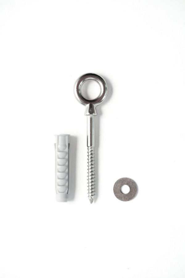 Wkręt oczkowy z pierścieniem + kołek + podkładka